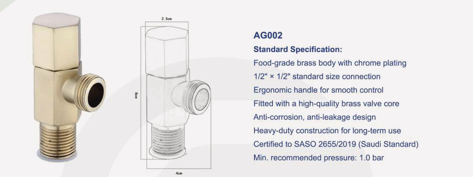 محبس زاوية فاخر AG002 ذهبي